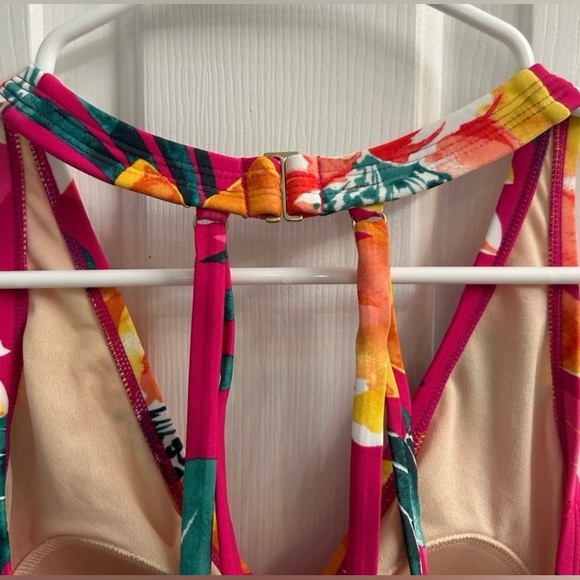 NWOT Kona Sol Pink Tropical Floral One Piece Bathing Suit Size Small - Picture 3 of 6